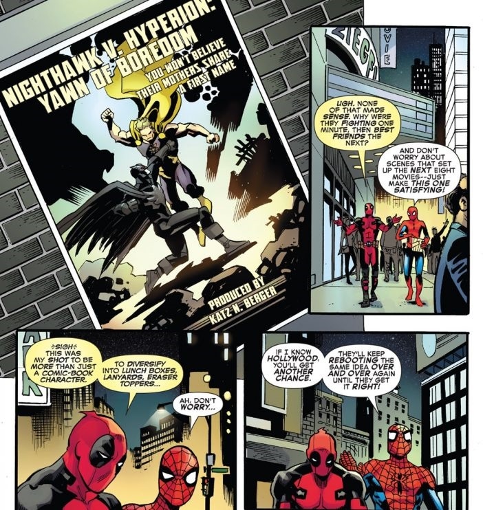 Marvel faz uma leve zueira com Batman vs Superman 37 spiderman-deadpool-issue-no-6-nighthawk-v-hyperion_bbvq