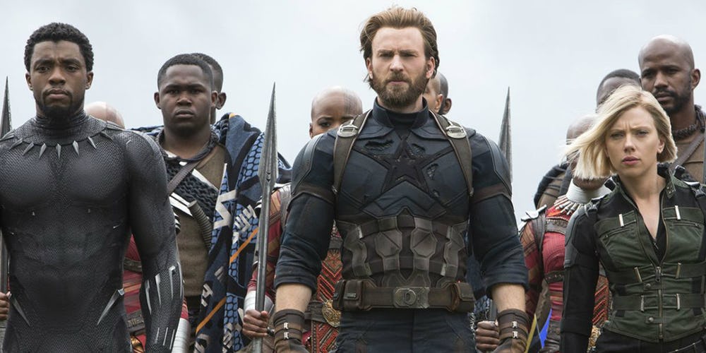Avengers Infinity War with Black Panther Captain America and Black Widow