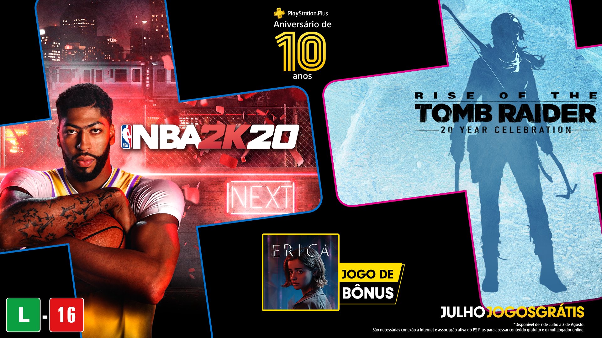 Rise of The Tomb Raider, NBA 2K20 e Erica gratuitos na PlayStation Plus de Julho 34 ps plus