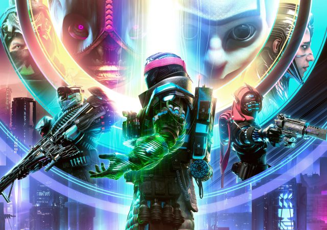 Capa do review de Destiny 2: Queda da Luz, mostra as 3 classes de guardiões, no fundo a Testemunha