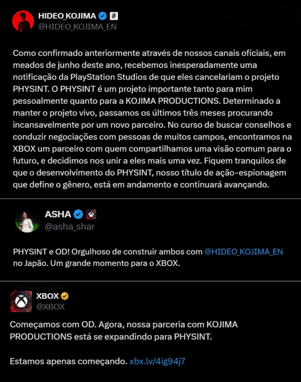Sony abandona PHYSINT e Xbox assume publicação do novo jogo de Hideo Kojima 38 19f41182 f4ac 47d8 8bcc 91cd51105abc 2