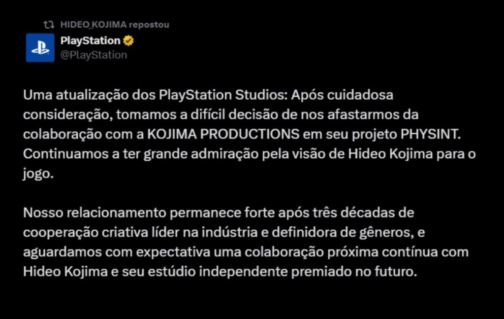 Sony abandona PHYSINT e Xbox assume publicação do novo jogo de Hideo Kojima 37 a75d93bd 6c83 4b62 8406 a4dc1d252efe